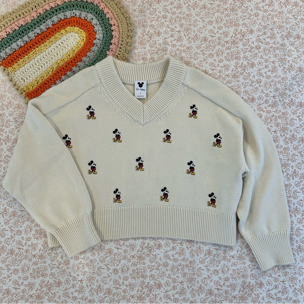 Gap x Disney Kids Mickey Mouse Embroidered Sweater Size Medium